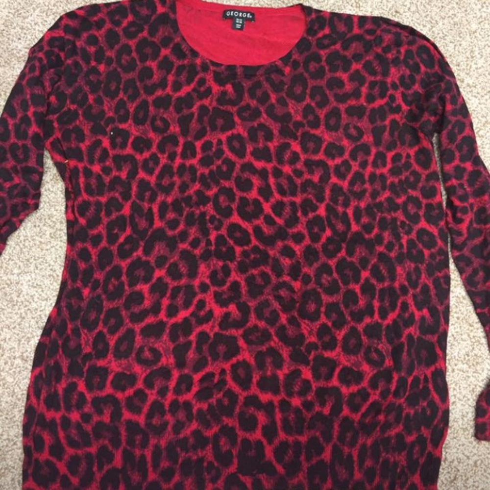 George brand red leopard sweater xl